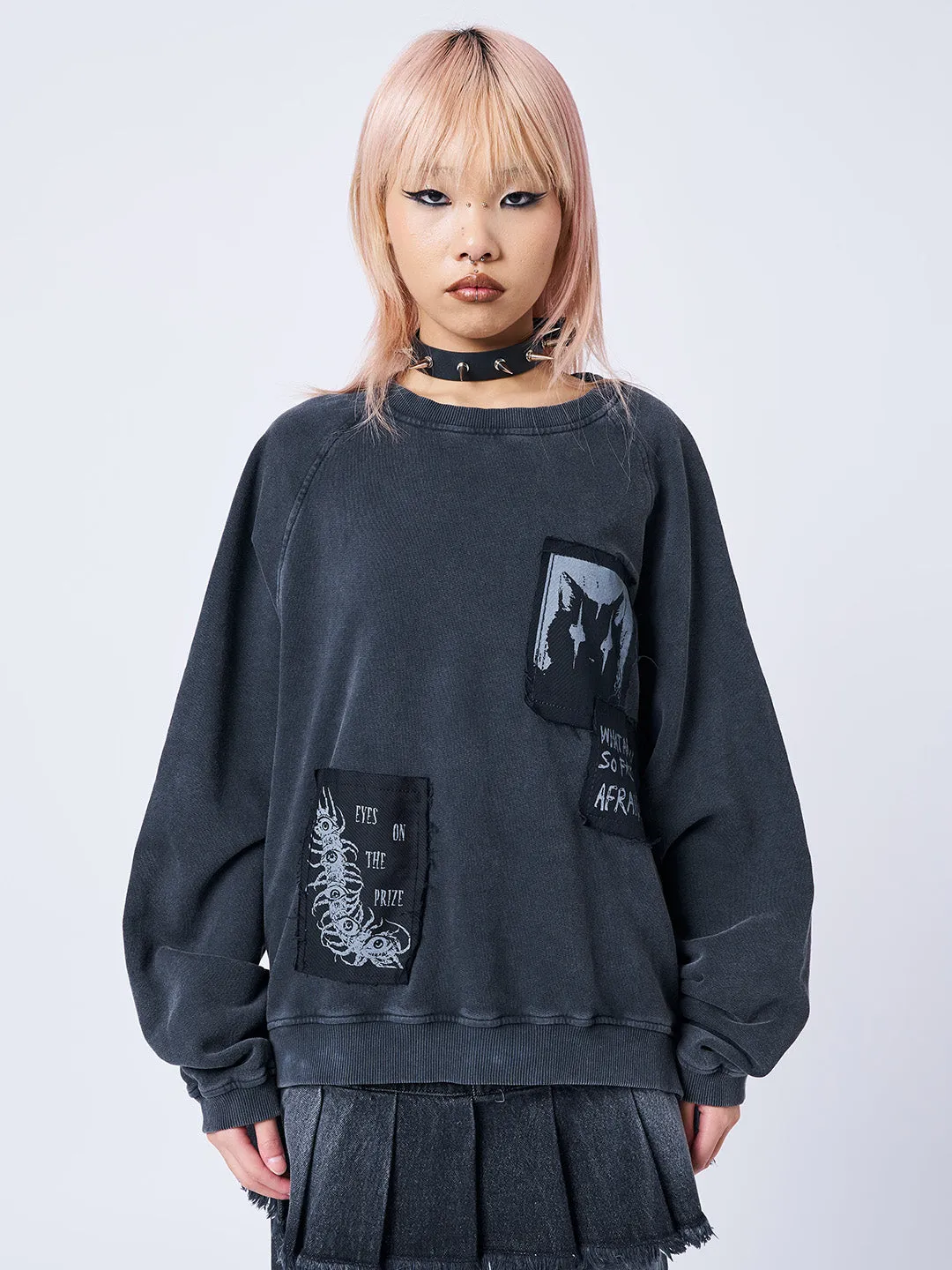 Don’t Cross Kitty Black Graphic Sweatshirt sold by Minga London