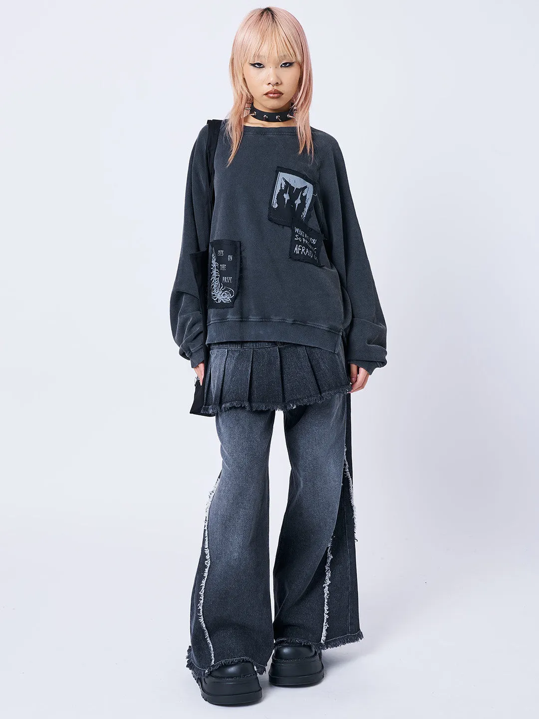 Don’t Cross Kitty Black Graphic Sweatshirt sold by Minga London product image thumbnail 2