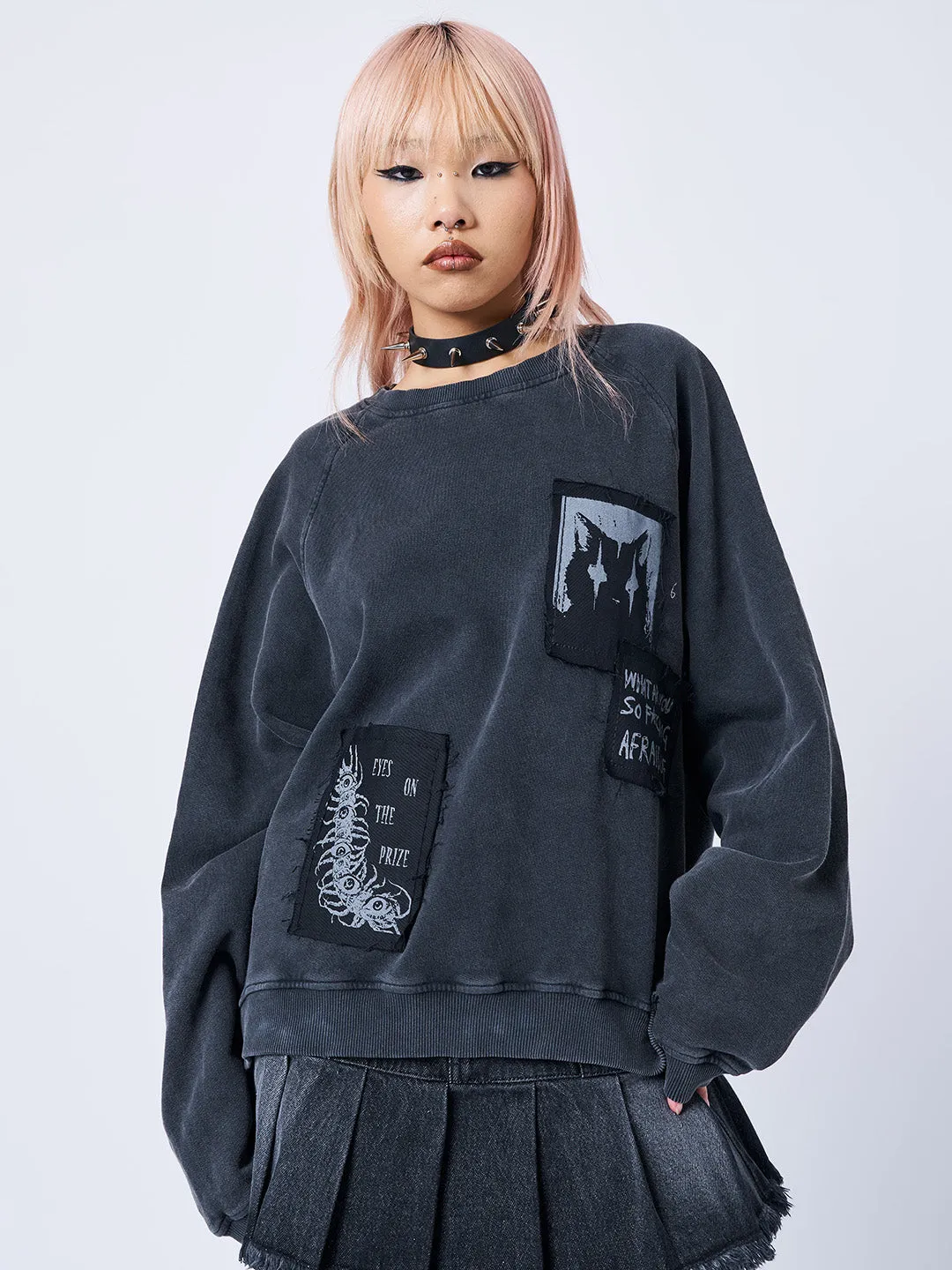 Don’t Cross Kitty Black Graphic Sweatshirt sold by Minga London product image thumbnail 4