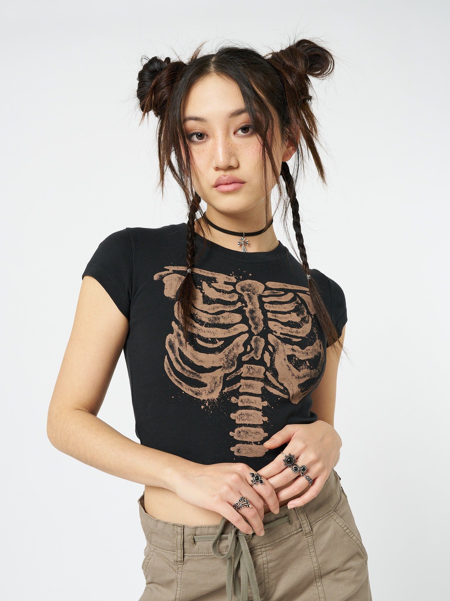 Skeleton Black Baby Tee sold by Minga London product image thumbnail 4