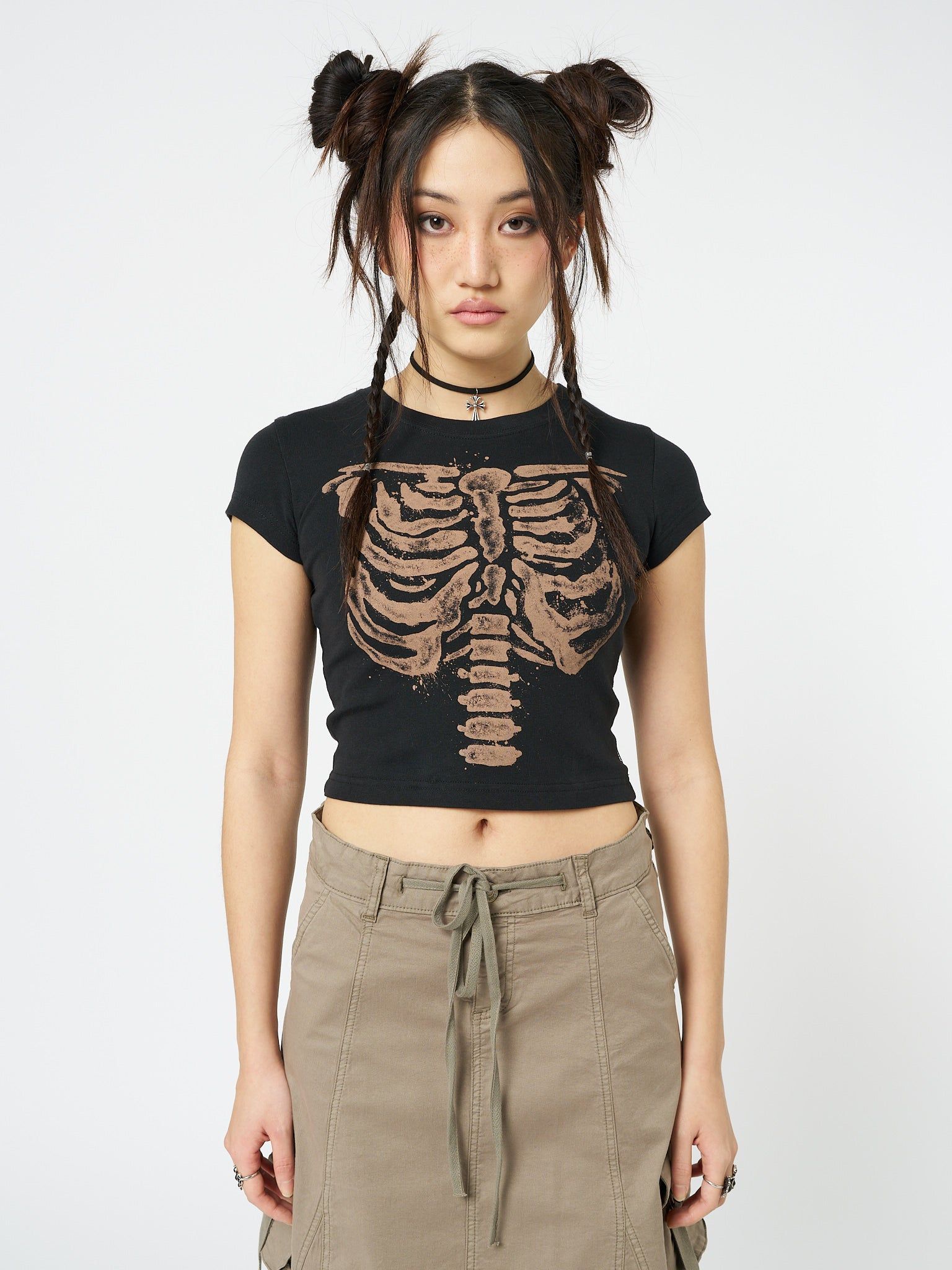 Skeleton Black Baby Tee sold by Minga London product image thumbnail 3