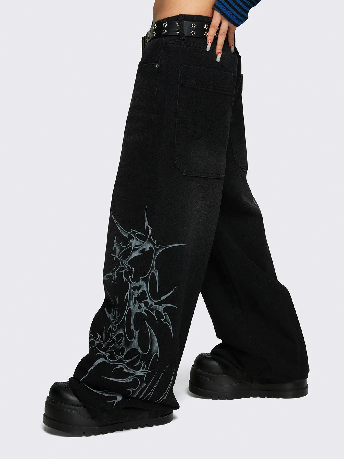 Blaze Graphic Baggy Jeans sold by Minga London product image thumbnail 3