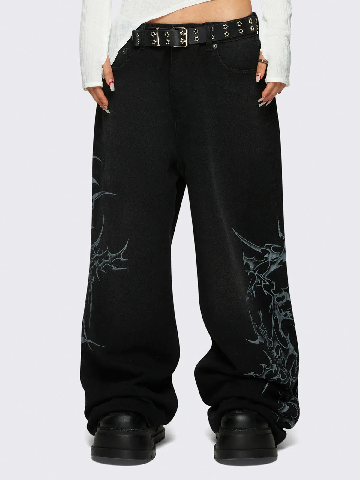 Blaze Graphic Baggy Jeans sold by Minga London