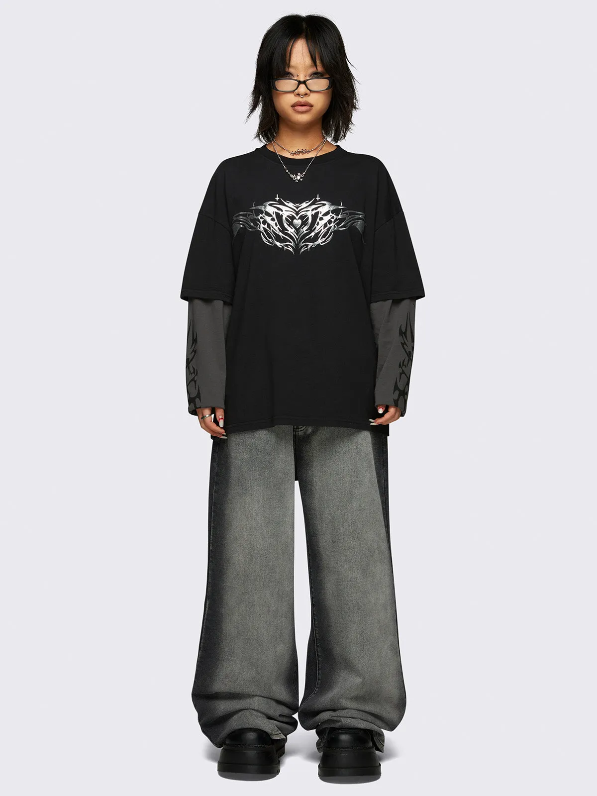 Silver Heart Layered T-Shirt sold by Minga London product image thumbnail 2