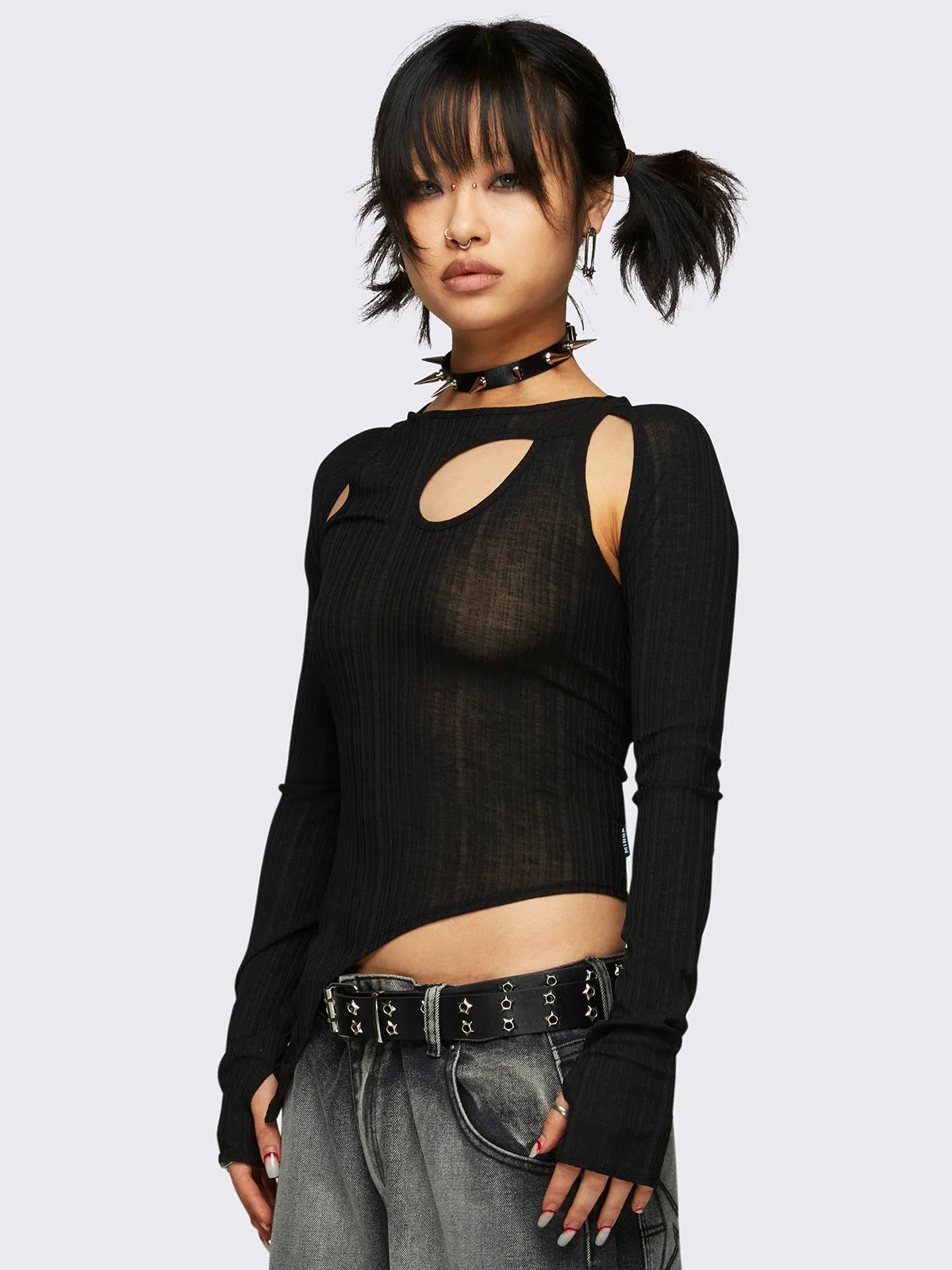 Kallie Black Cut-Out Top sold by Minga London product image thumbnail 4