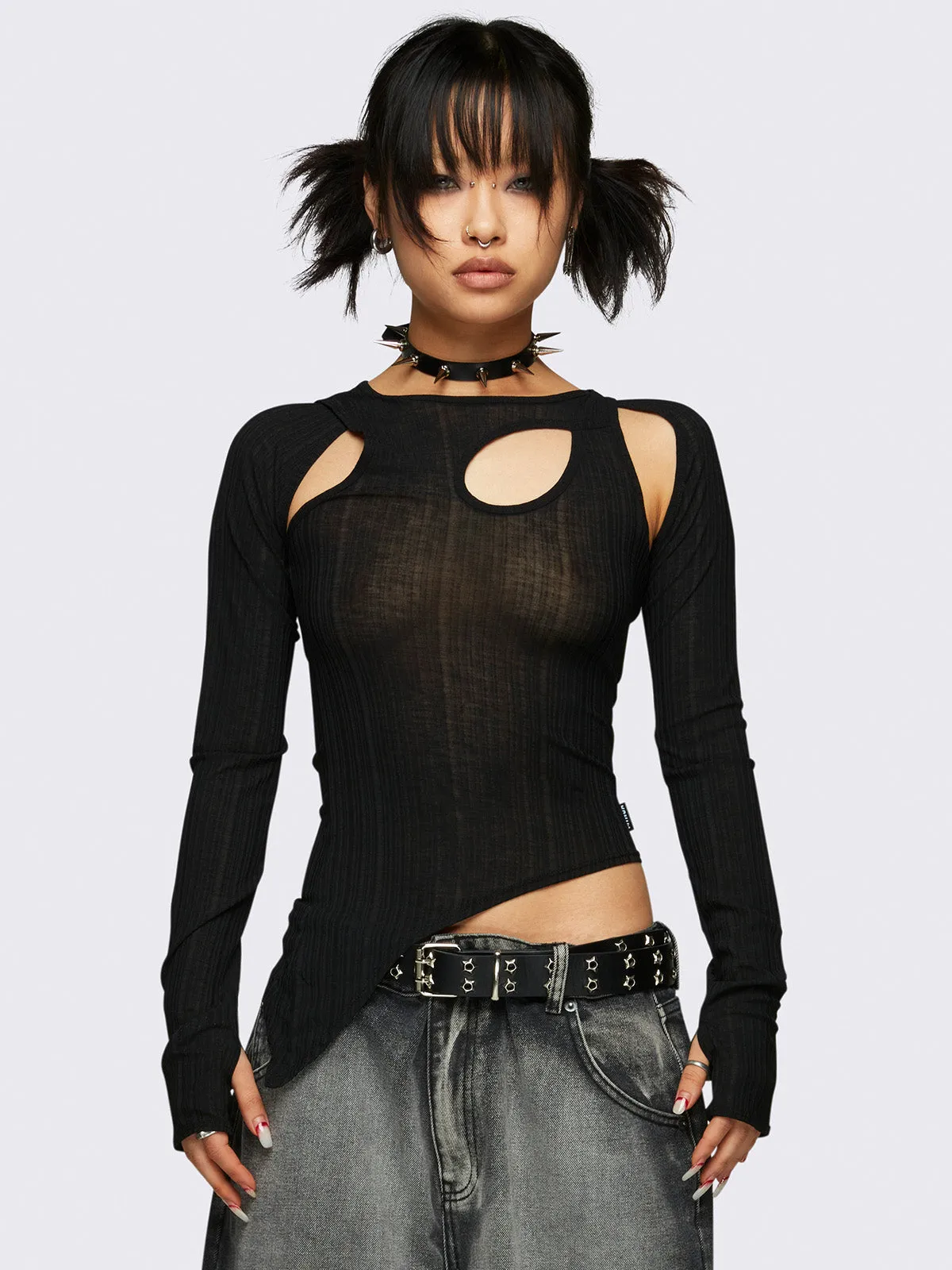 Kallie Black Cut-Out Top sold by Minga London