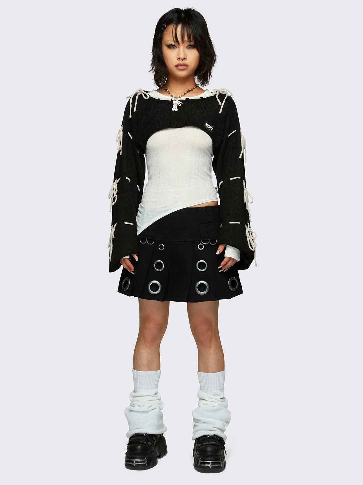 Aurora Black Bows Knitted Shrug sold by Minga London product image thumbnail 3