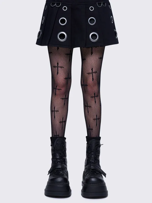 Cross Diamond Fishnet Tights sold by Minga London