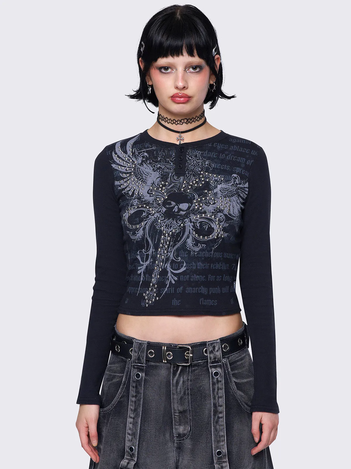Winged Darkness Top sold by Minga London
