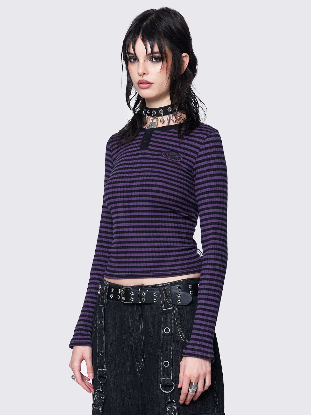 Violet Striped Top sold by Minga London product image thumbnail 5