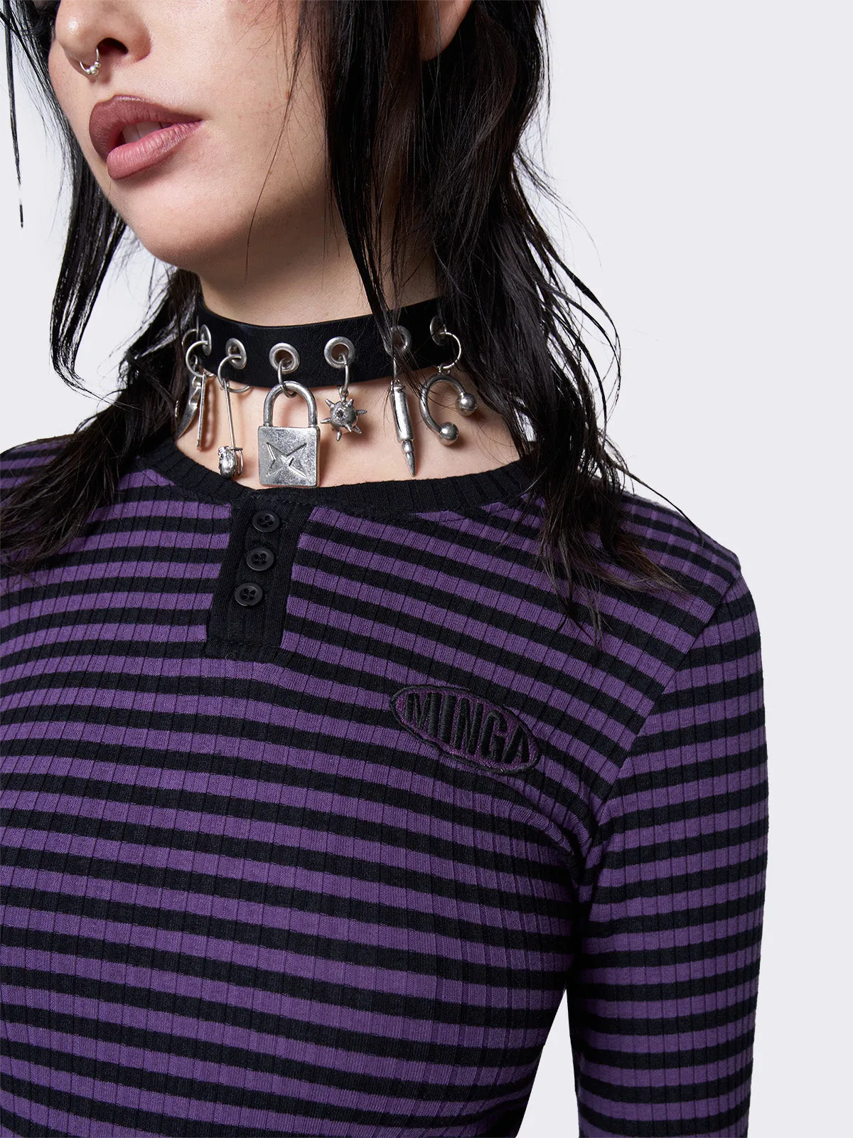 Violet Striped Top sold by Minga London product image thumbnail 3