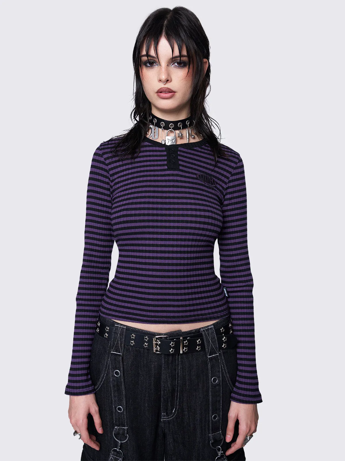 Violet Striped Top sold by Minga London