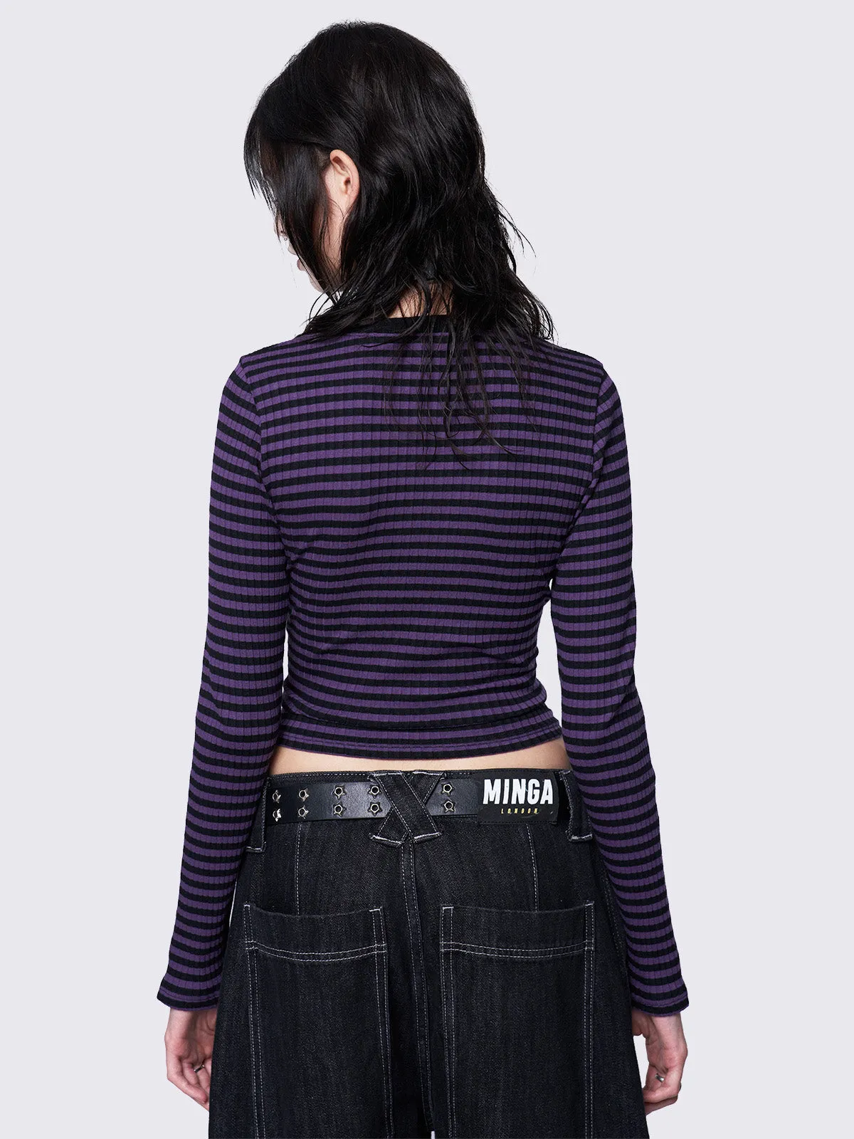 Violet Striped Top sold by Minga London product image thumbnail 4