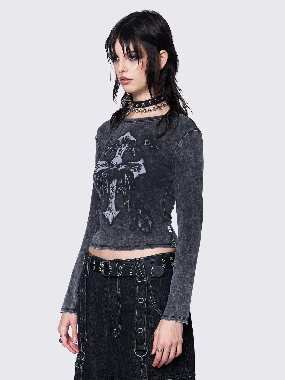 Skullbound Washed Top sold by Minga London product image thumbnail 3