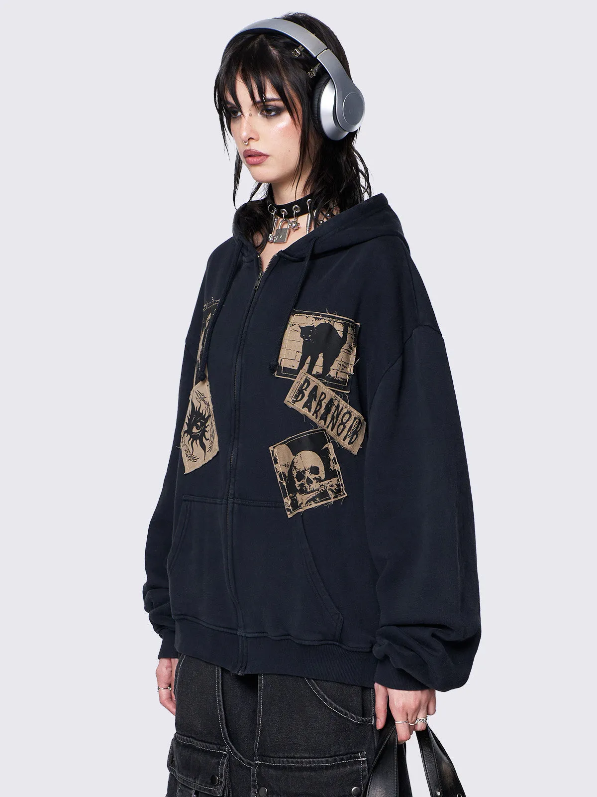 Paranoid Zip Up Hoodie sold by Minga London product image thumbnail 4