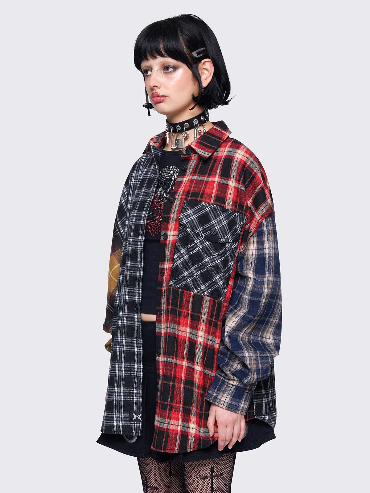 Indie Patchwork Plaid Shirt sold by Minga London product image thumbnail 3