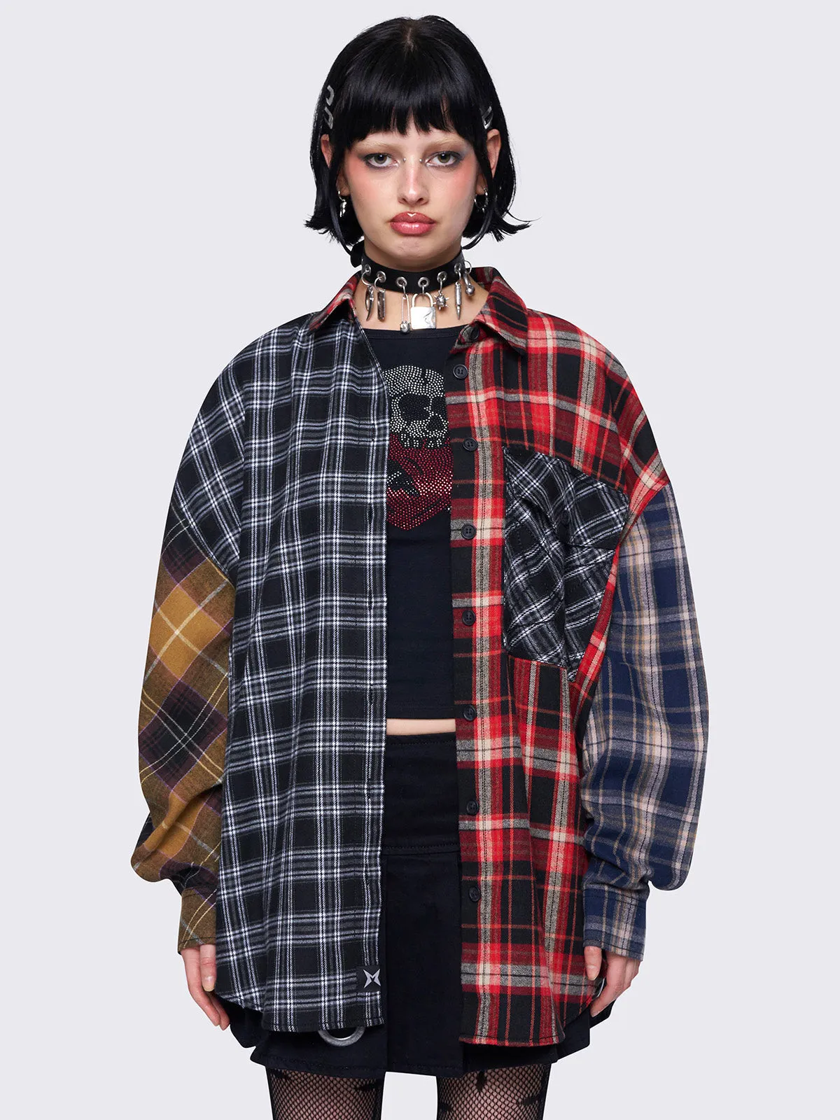 Indie Patchwork Plaid Shirt sold by Minga London