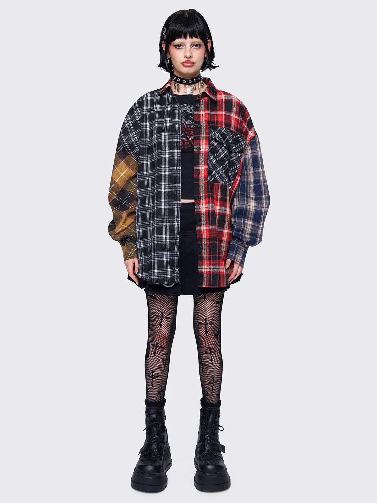 Indie Patchwork Plaid Shirt sold by Minga London product image thumbnail 2
