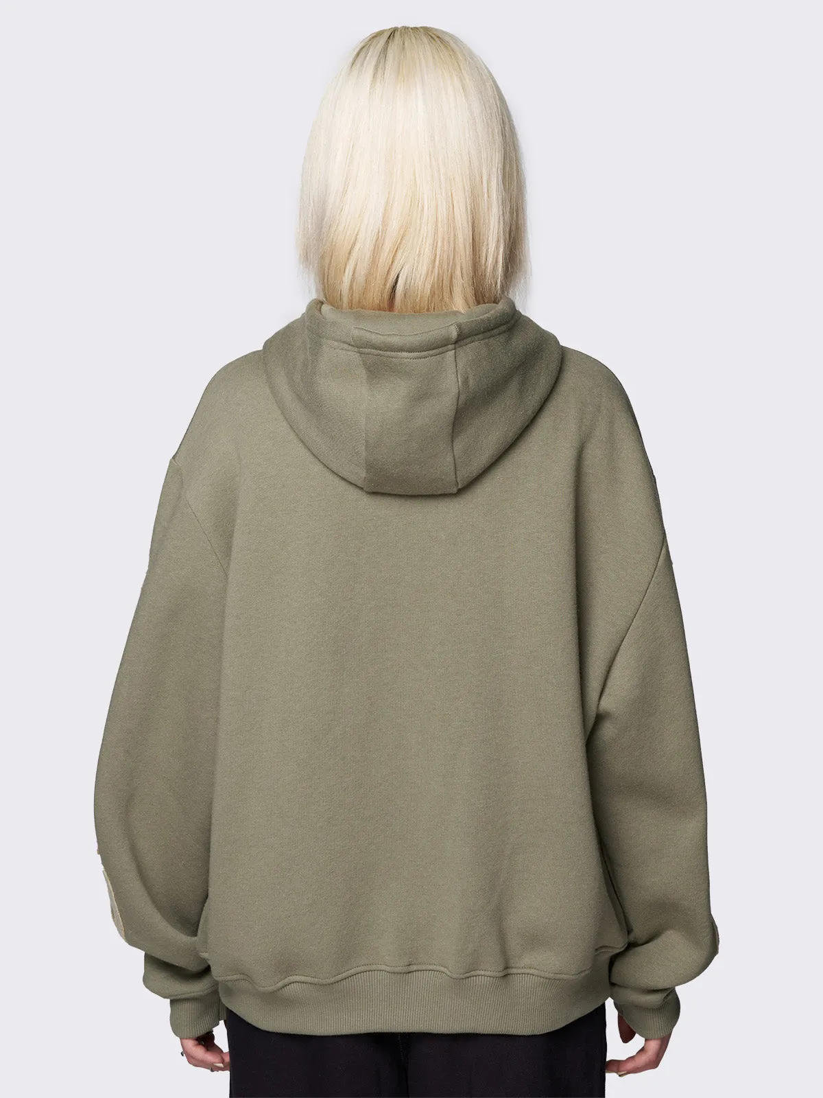 Skeleton Green Patch Oversized Zip Up Hoodie sold by Minga London product image thumbnail 5