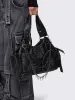 Abyss Black Vegan Shoulder Bag sold by Minga London