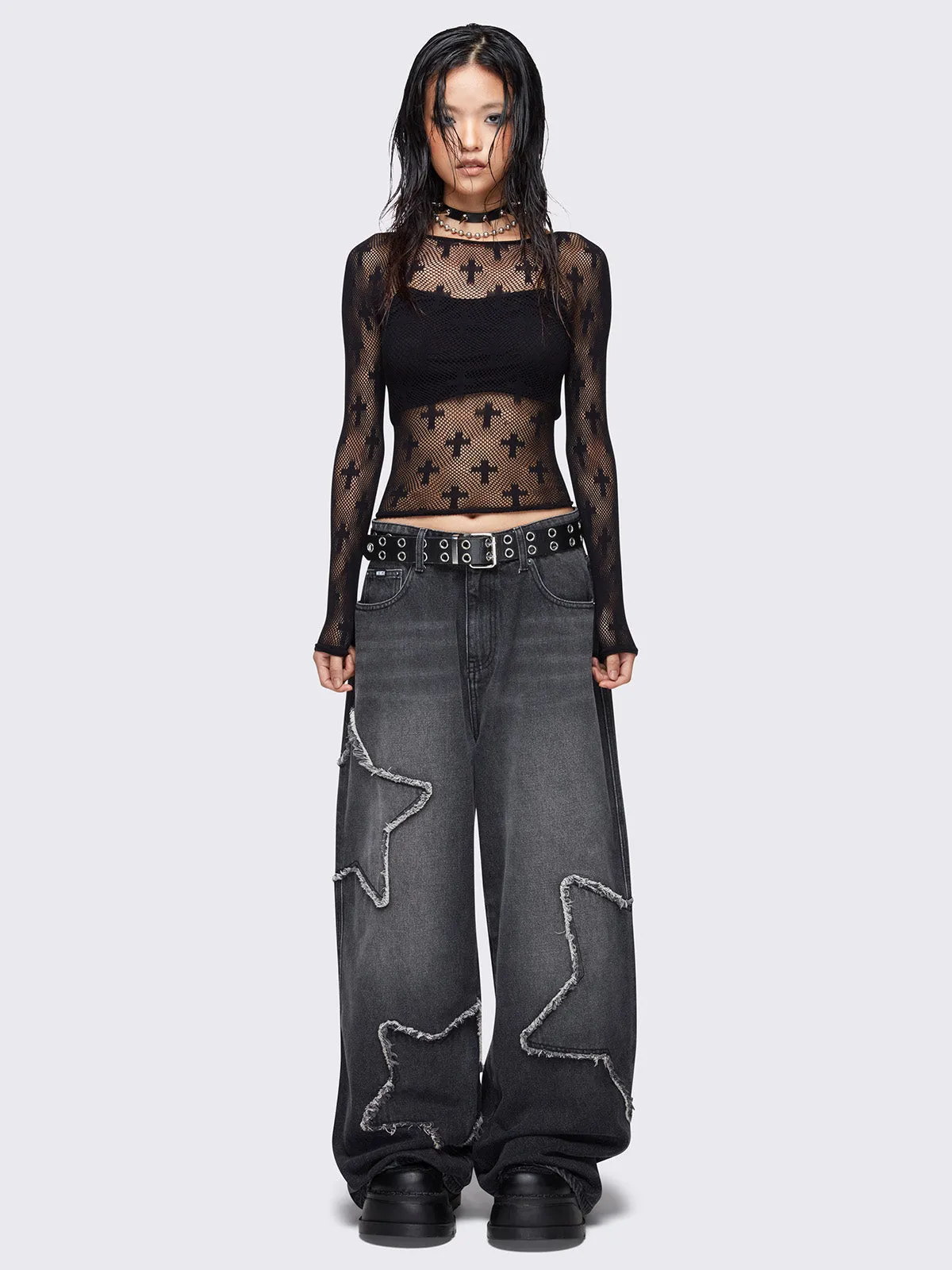 Starburst Black Baggy Jeans sold by Minga London product image thumbnail 2