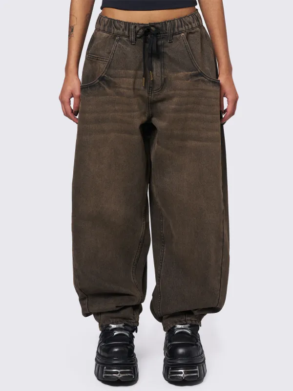 Bloom Brown Balloon Jeans sold by Minga London