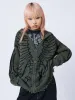 X-Ray Jacquard Green Hooded Knit Cardigan sold by Minga London