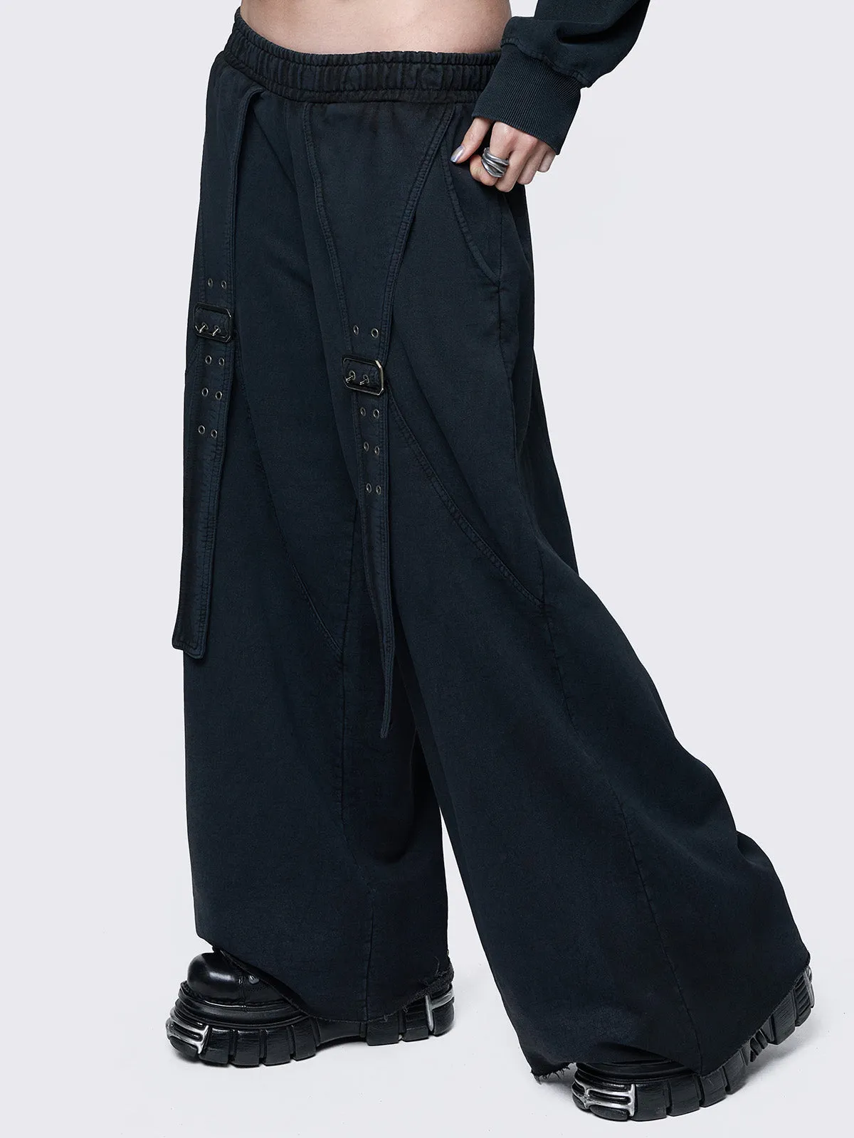 Hard Black Washed Sweatpants sold by Minga London