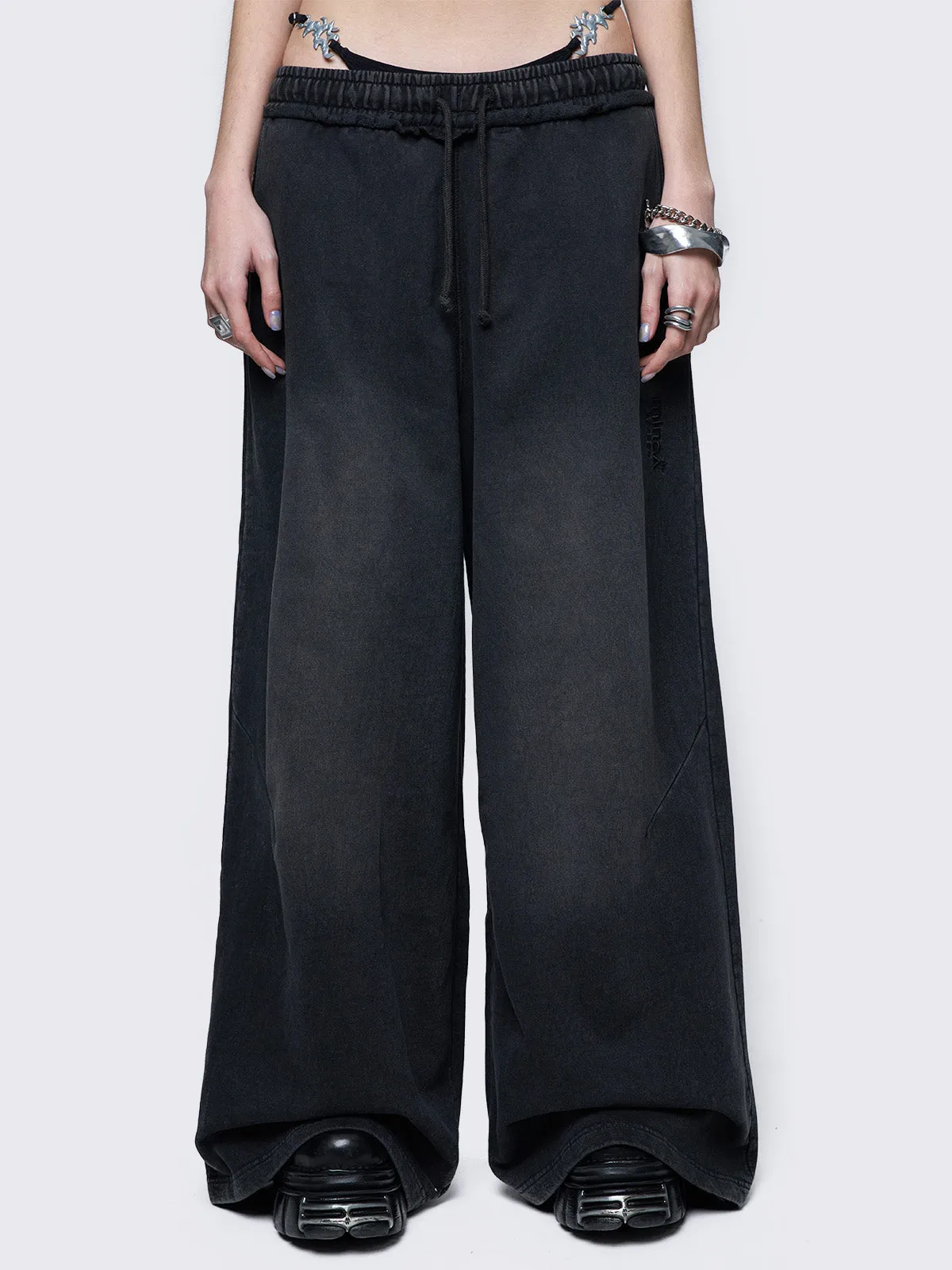 Liv Black Washed Sweatpants sold by Minga London