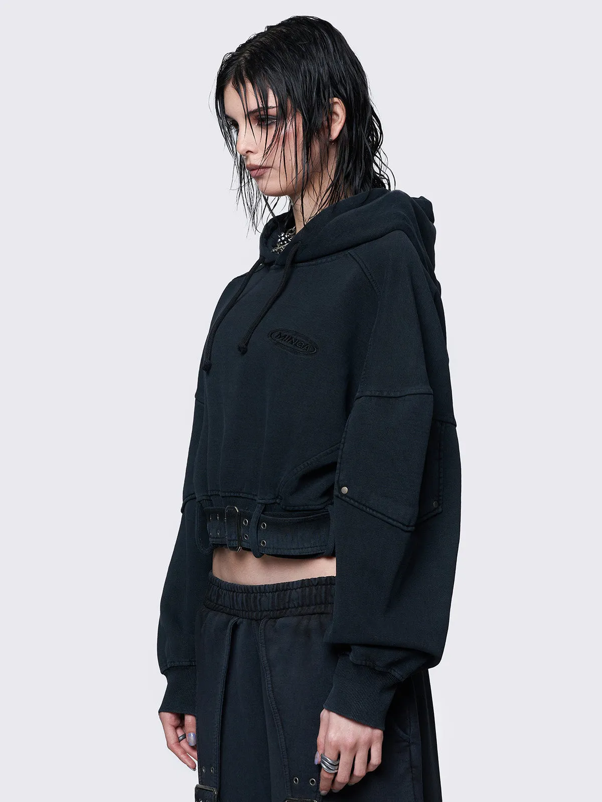 Ash Washed Cropped Hoodie sold by Minga London product image thumbnail 3