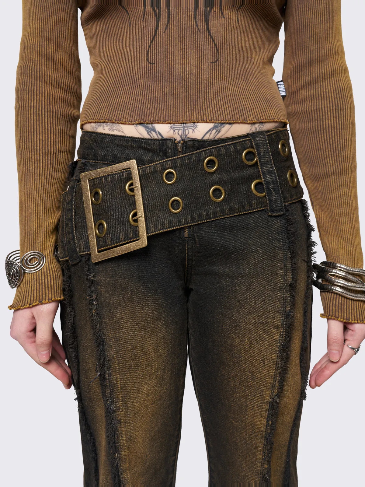 Gia Overdye Belted Flared Jeans sold by Minga London product image thumbnail 3