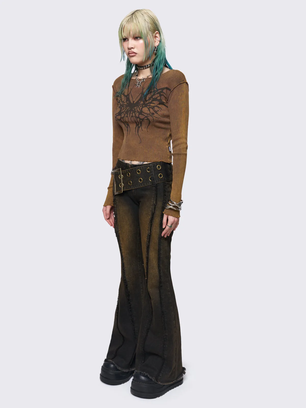 Gia Overdye Belted Flared Jeans sold by Minga London product image thumbnail 5