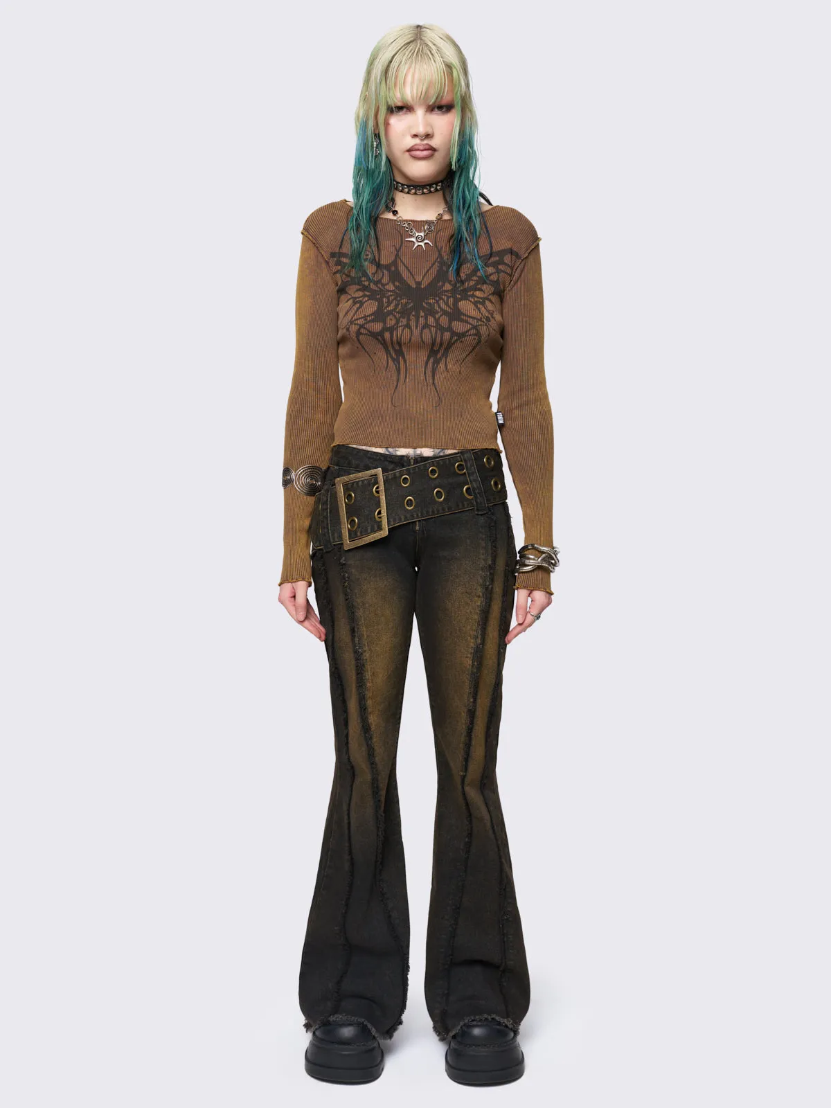 Gia Overdye Belted Flared Jeans sold by Minga London product image thumbnail 2