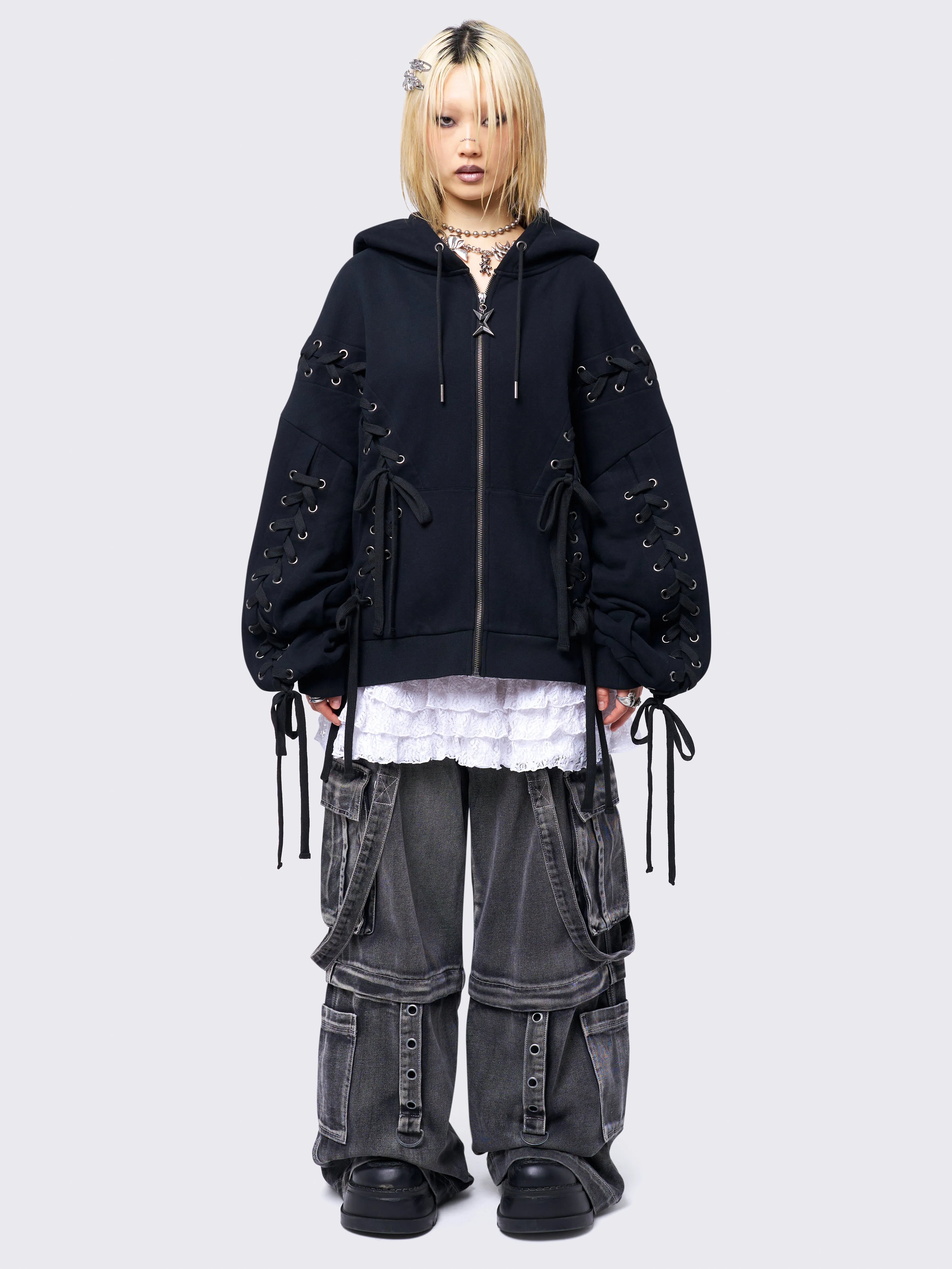 Mia Black Zip Up Hoodie sold by Minga London product image thumbnail 2