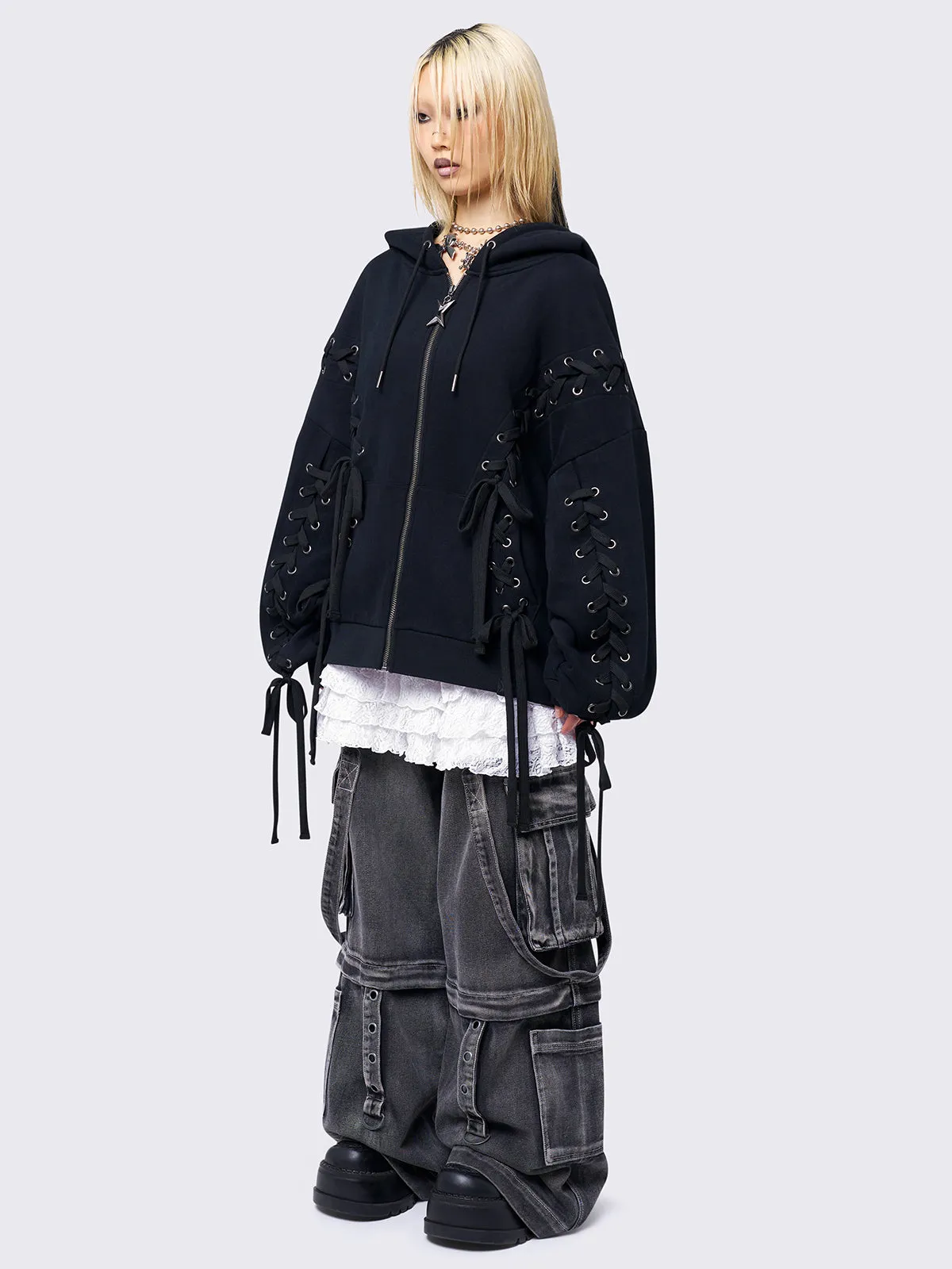 Mia Black Zip Up Hoodie sold by Minga London product image thumbnail 5