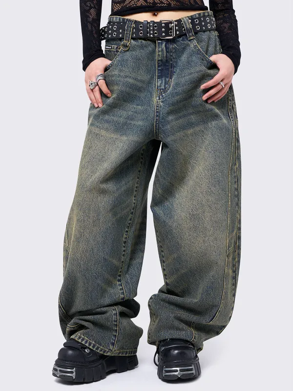 Blue Super Baggy Jeans sold by Minga London