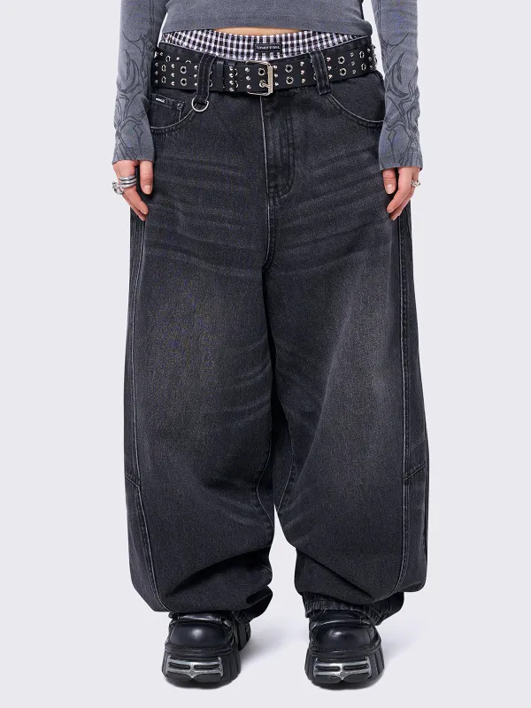 Black Super Baggy Jeans sold by Minga London