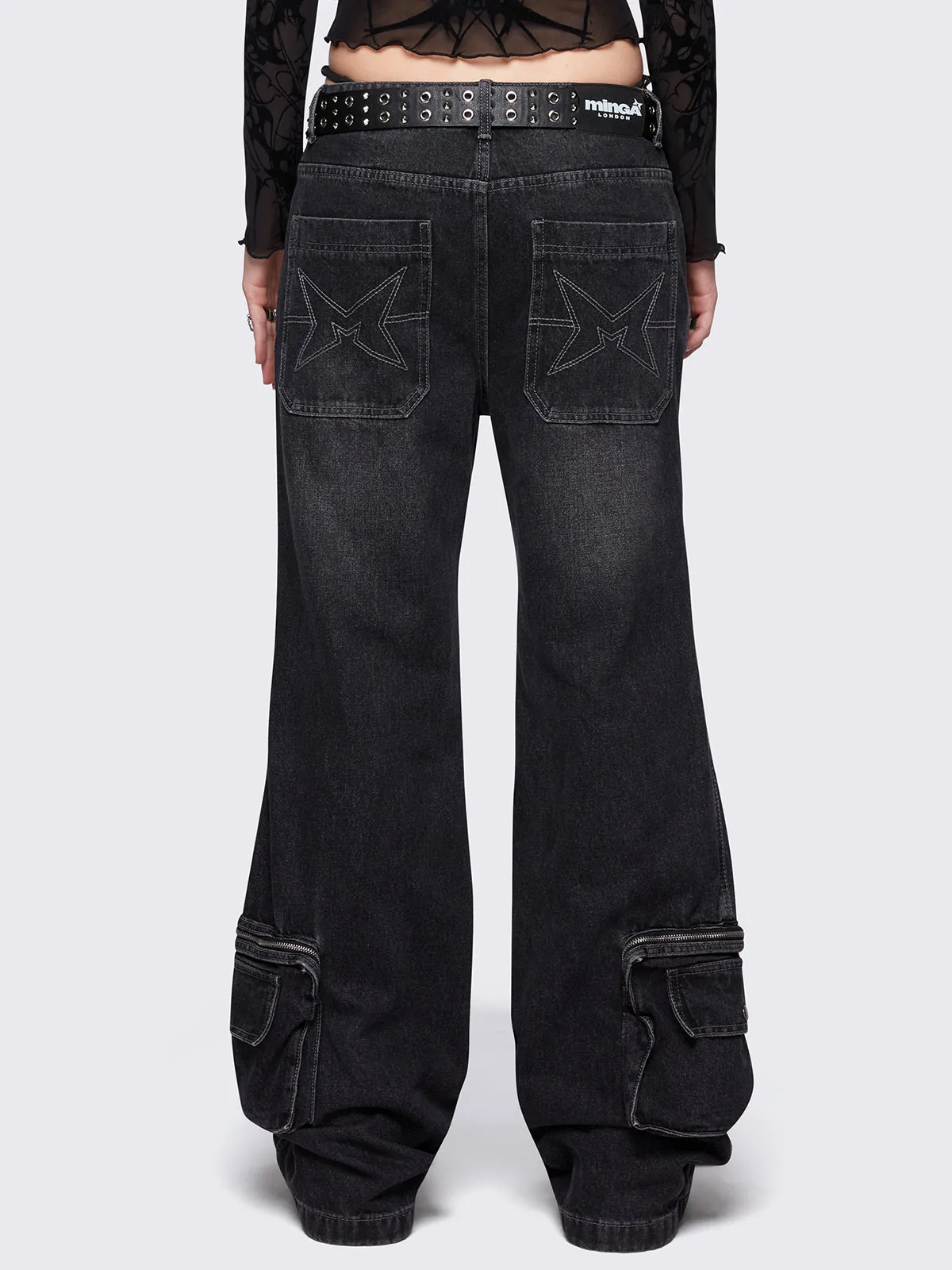 Crush Black Baggy Flared Jeans sold by Minga London product image thumbnail 5