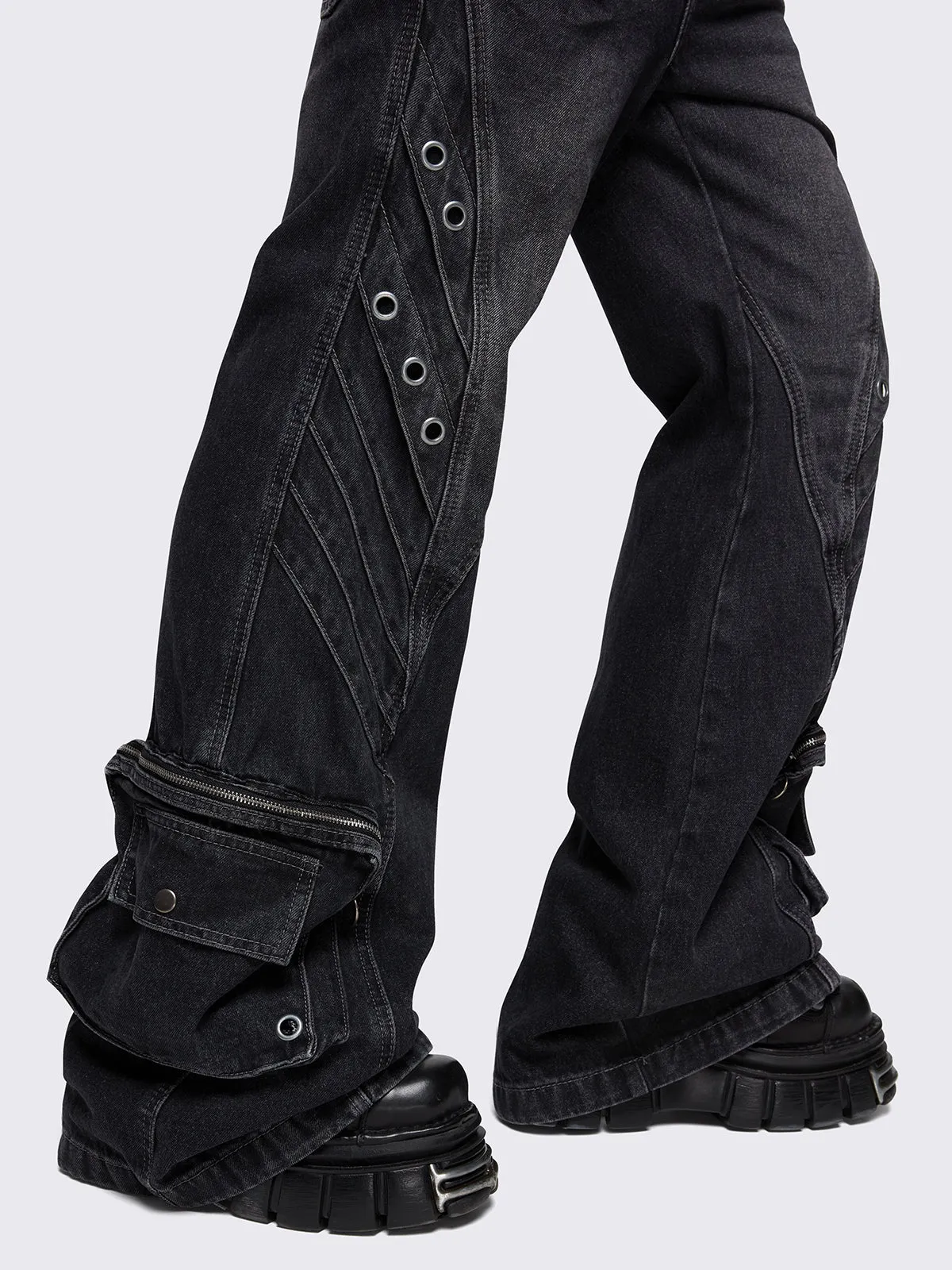 Crush Black Baggy Flared Jeans sold by Minga London product image thumbnail 3