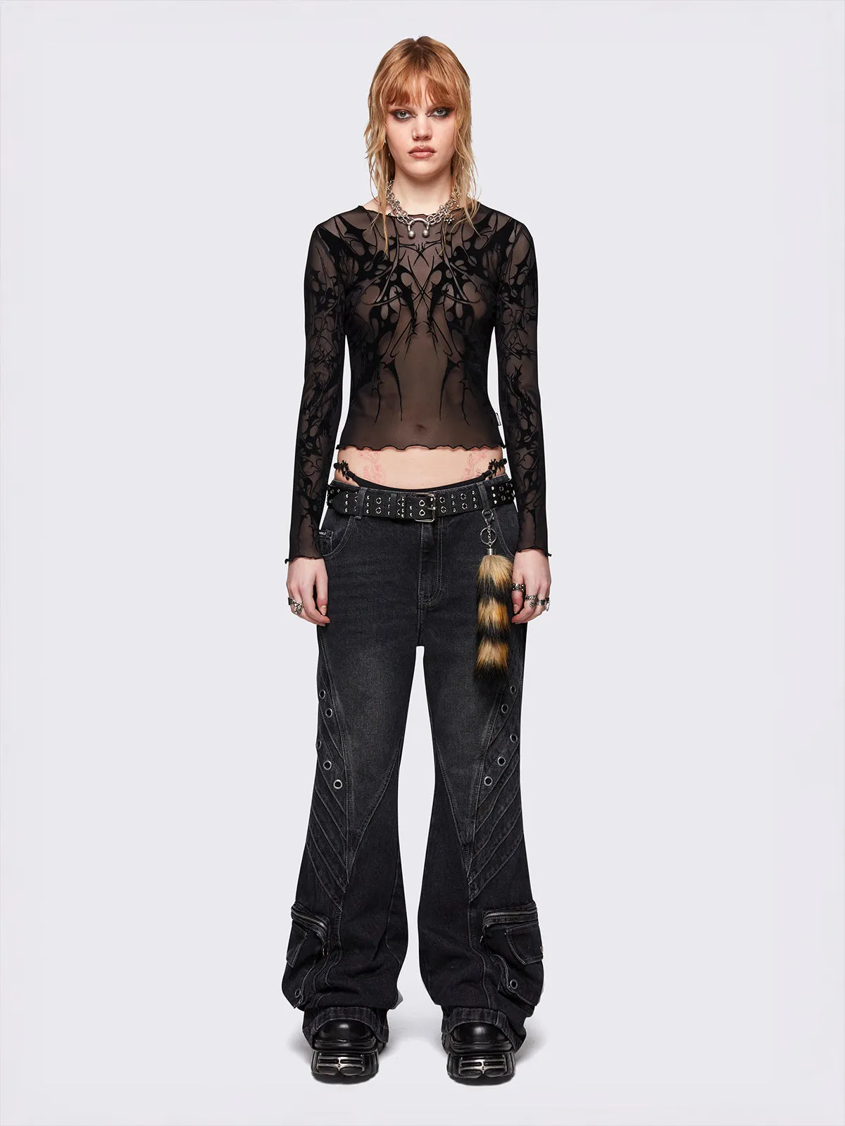 Crush Black Baggy Flared Jeans sold by Minga London product image thumbnail 2