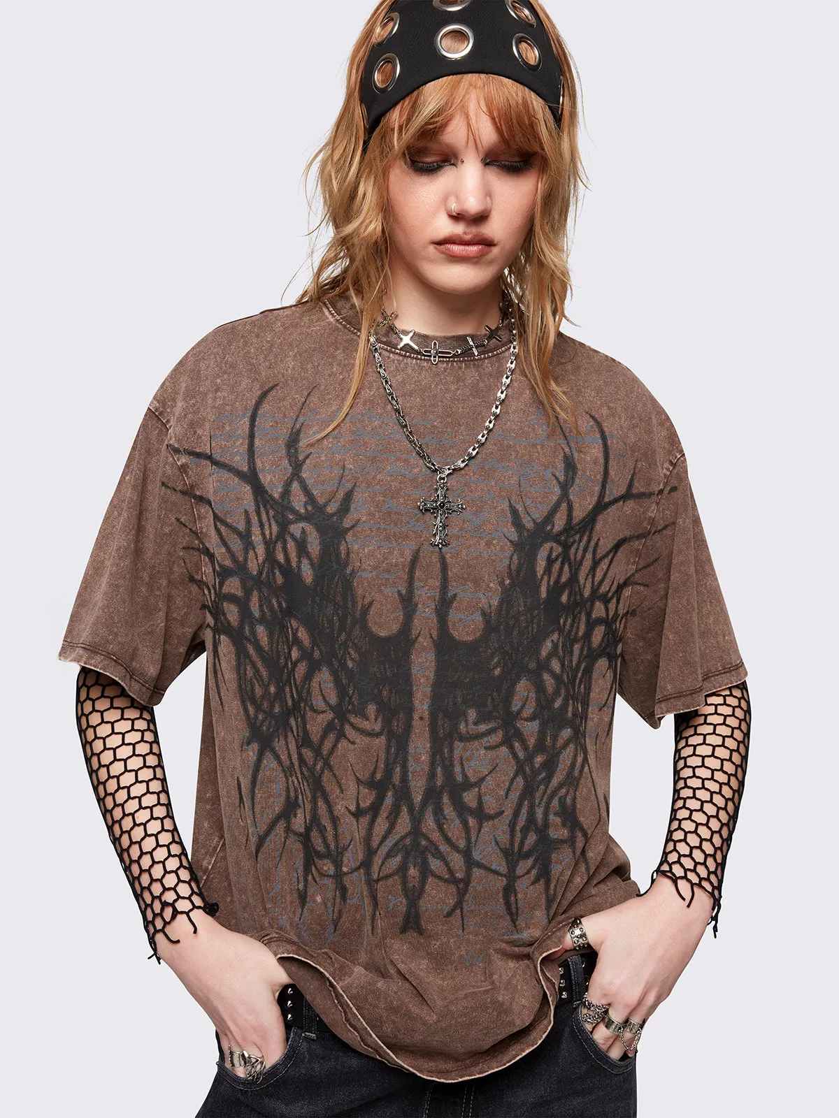 Wingfall Brown Washed T-Shirt sold by Minga London product image thumbnail 3