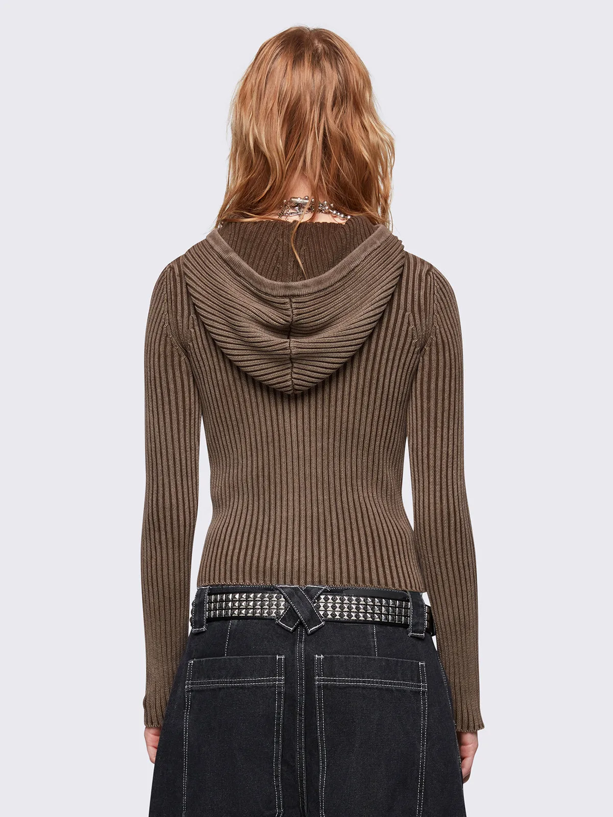 Kai Taupe Knitted Zip-Up Hoodie sold by Minga London product image thumbnail 4