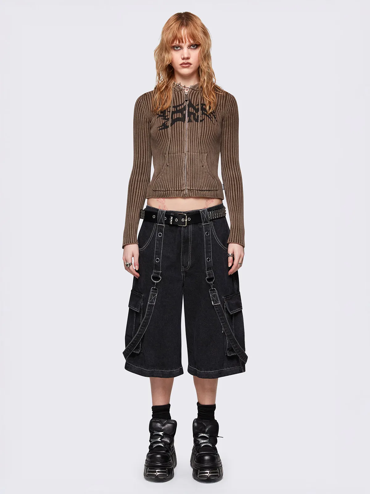 Kai Taupe Knitted Zip-Up Hoodie sold by Minga London product image thumbnail 2