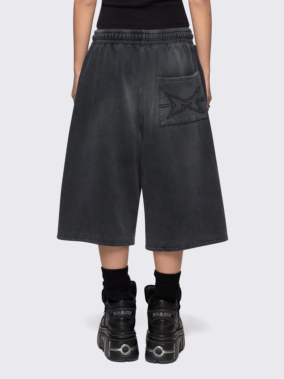 Lex Black Washed Sweat Shorts sold by Minga London product image thumbnail 4