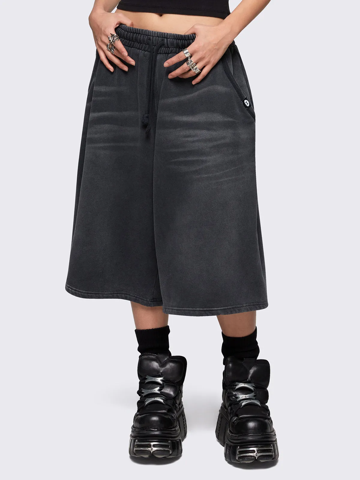 Lex Black Washed Sweat Shorts sold by Minga London product image thumbnail 3