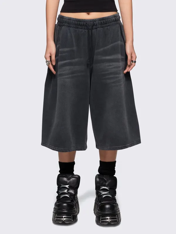 Lex Black Washed Sweat Shorts sold by Minga London