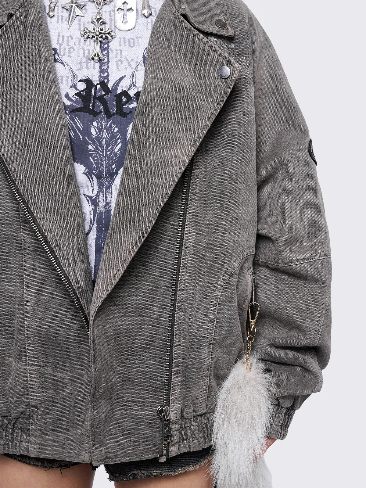 Harley Taupe Bomber Jacket sold by Minga London product image thumbnail 4
