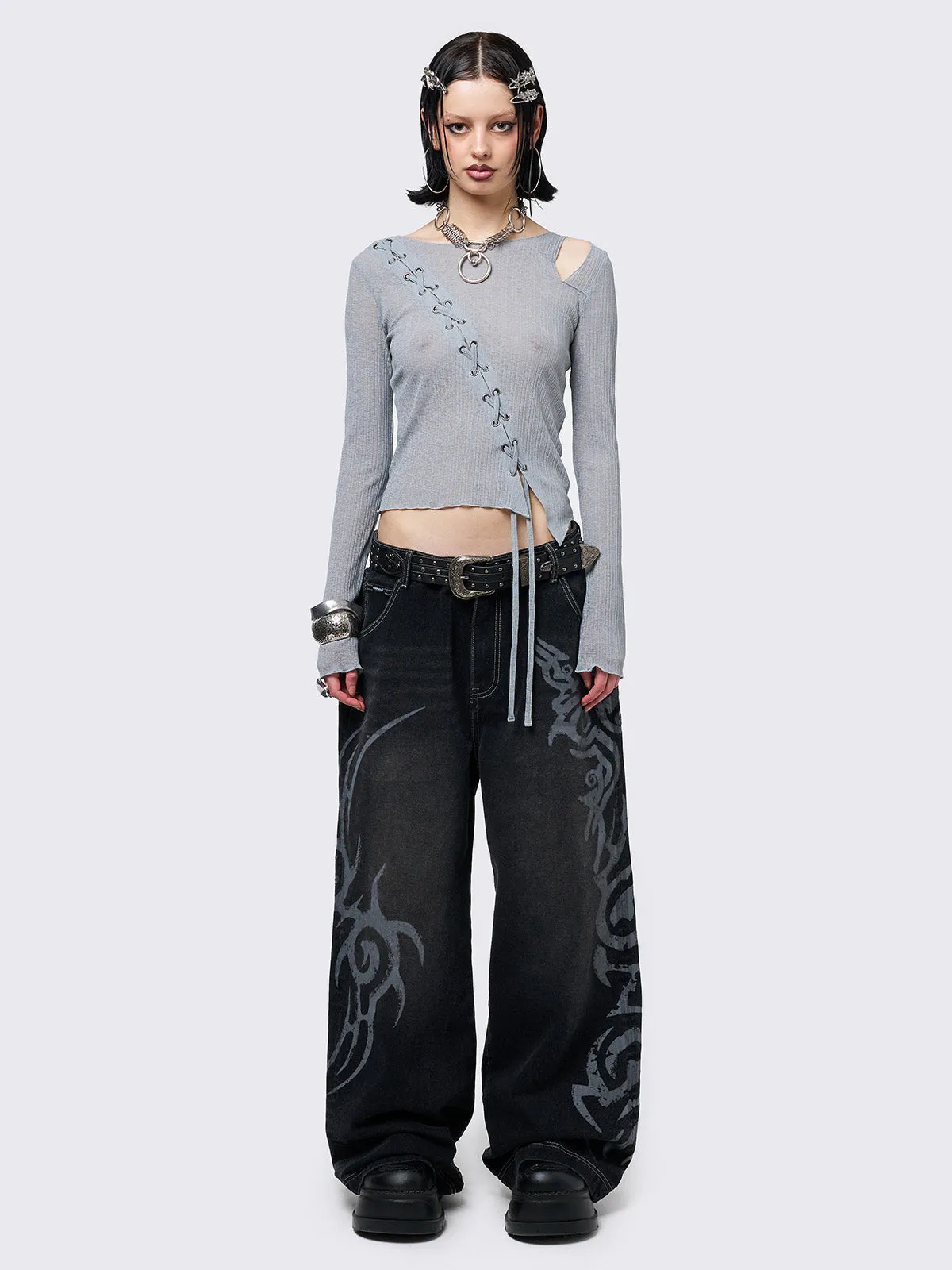 Rave Graphic Baggy Jeans sold by Minga London product image thumbnail 2