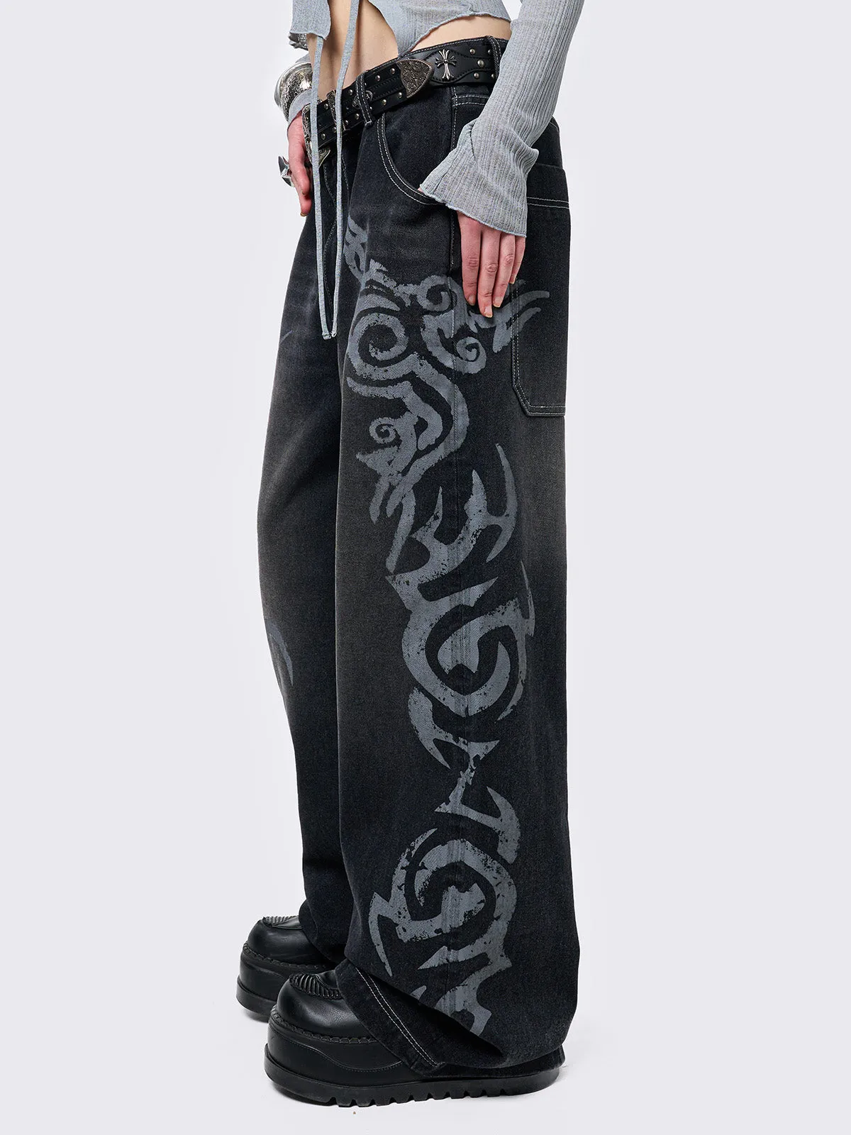 Rave Graphic Baggy Jeans sold by Minga London product image thumbnail 3