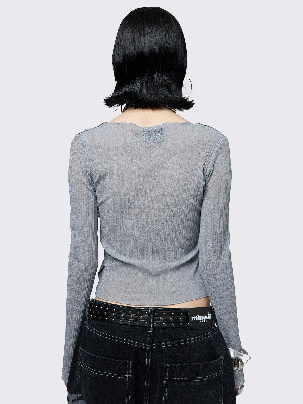 Aryana Grey Cut-Out Top sold by Minga London product image thumbnail 4